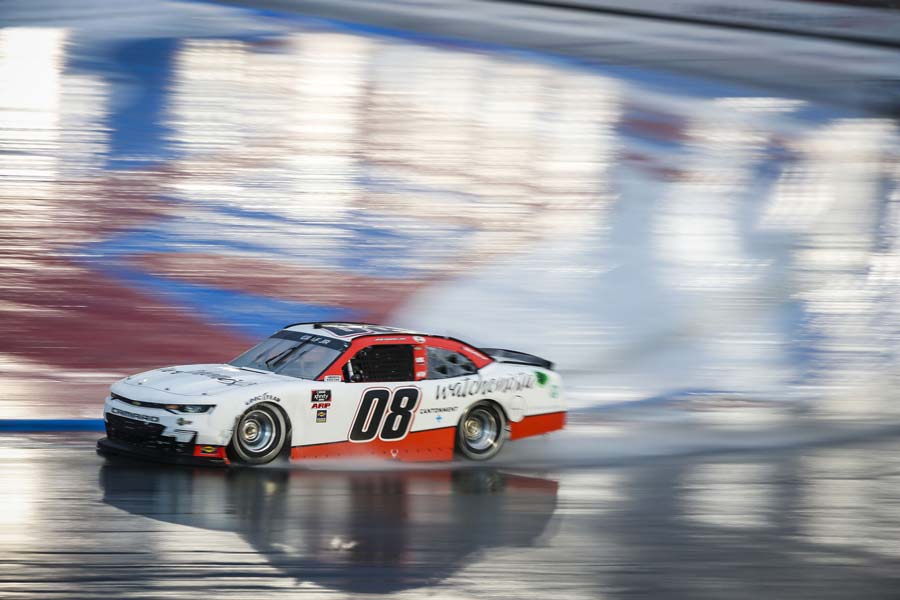 Joe Graf Jr No 08 Watchonista Chevrolet Camaro on track in water