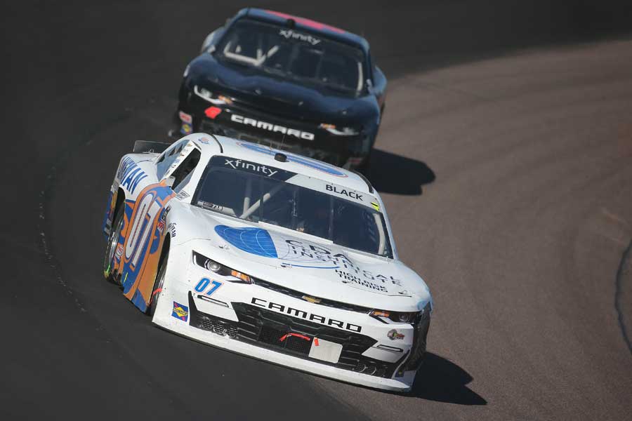 NASCAR Xfinity Driver 07 Ray Black Jr racing on Phoenix Raceway in the LS Tractor 200 race